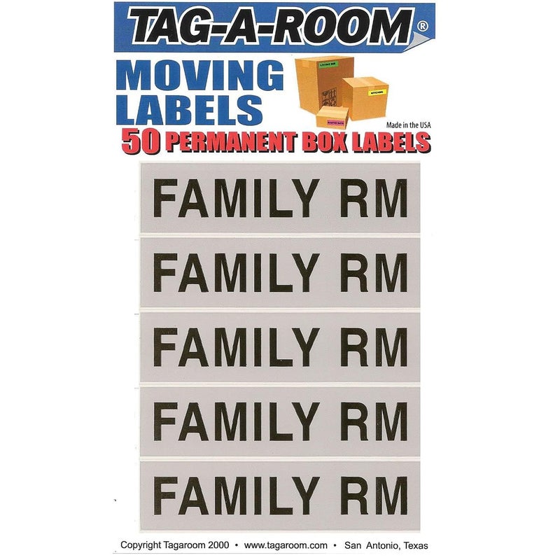 Tag-A-Room Color Coded Moving Box Label (Family RM) - Image 2
